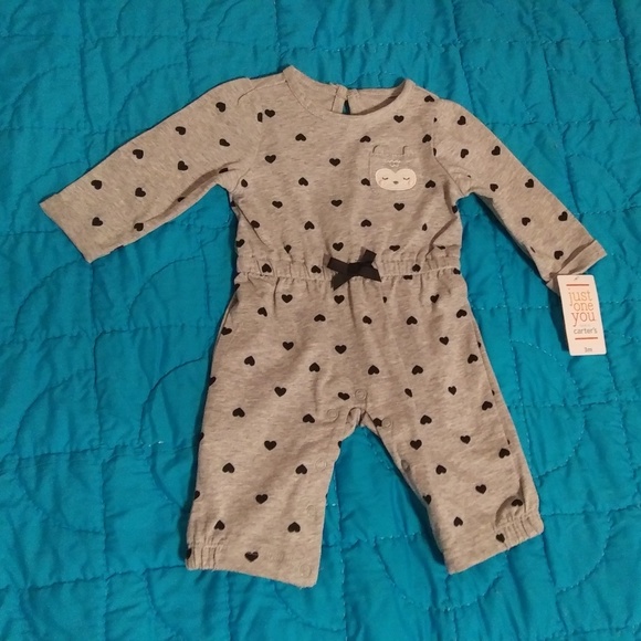 Carter's Other - Carter's one piece gray with hearts sz 3 mo NWT